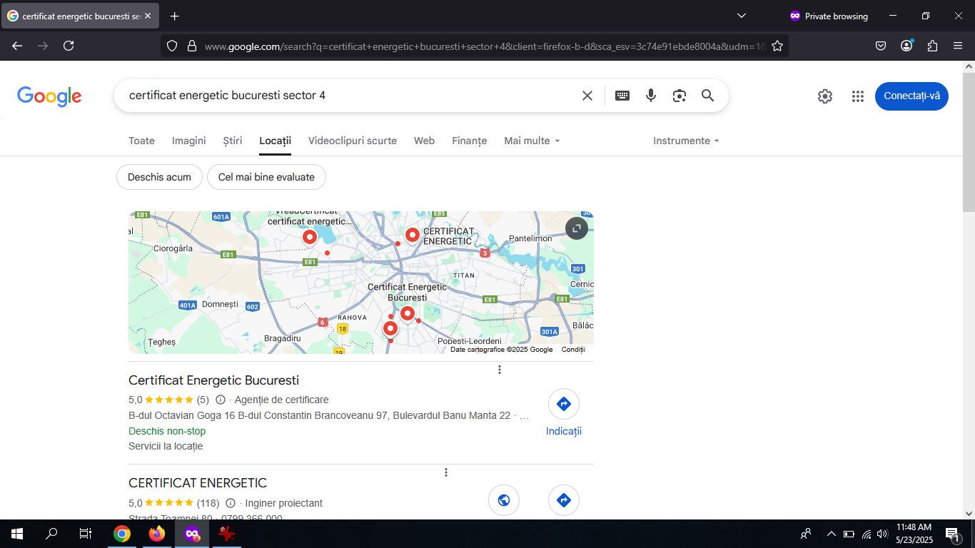 Optimzare seo profil gbp certificate energetice bucuresti