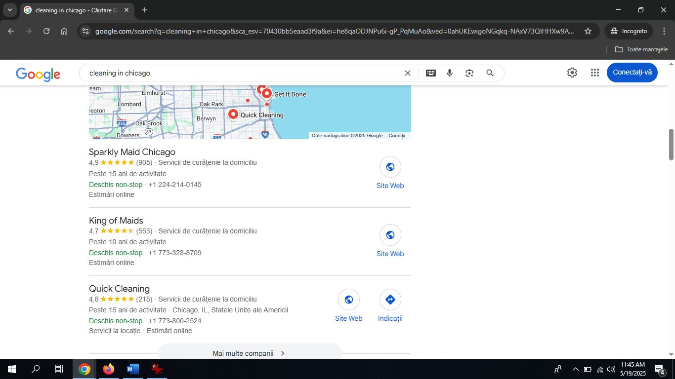 Optimizare GBP firme de curatenie Bucuresti