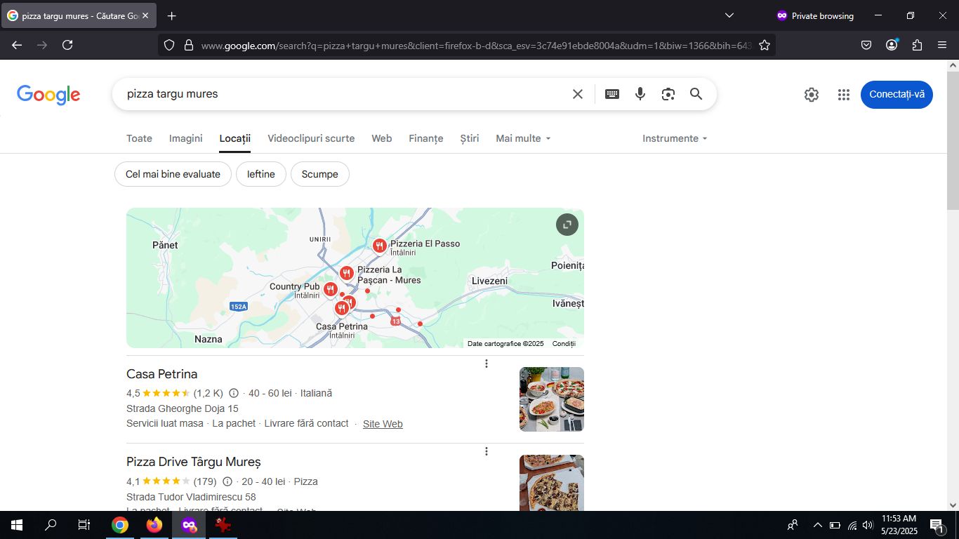 Optimizare gbp pizzerii Bucuresti